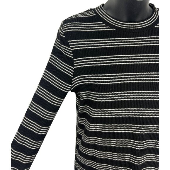 Volcom Stripe Dress Size Small S Long Sleeve Crew Neck Black White Stripe New - Picture 4 of 10